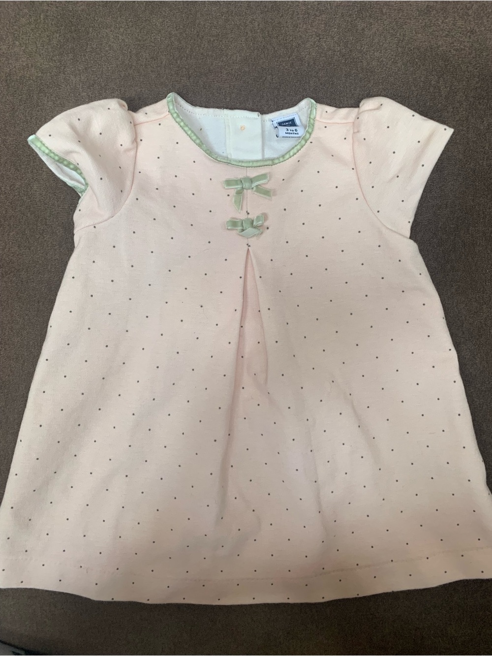 Janie and Jack Pink Polka Dress with Mint Velvet Bows
